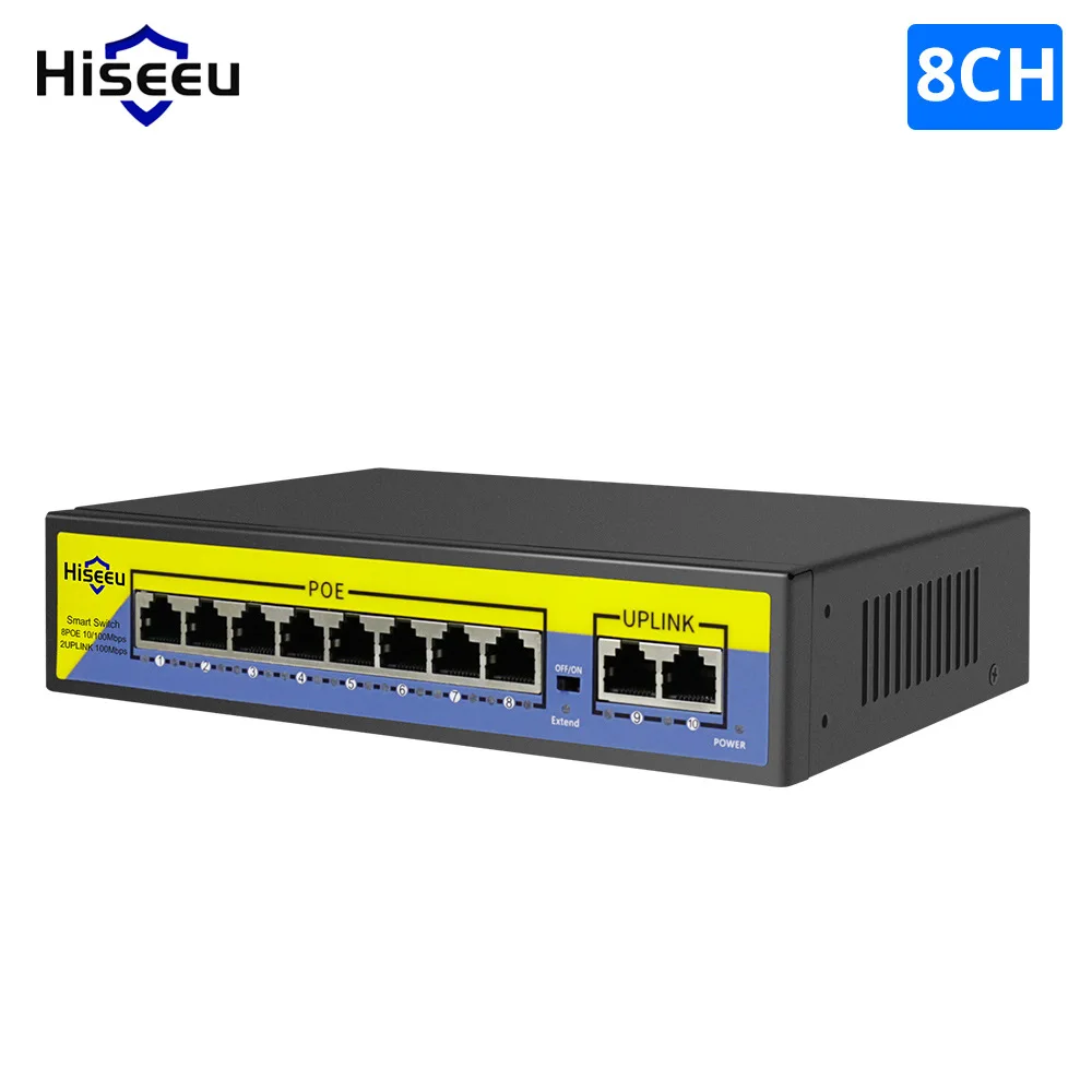 Hiseeu 48V 8 Ports POE Switch with Ethernet 10/100Mbps IEEE 802.3 af/at for IP Camera/CCTV Security Camera System/Wireless AP ft 
Hiseeu 48V 8 Ports POE Switch with Ethernet 10/100Mbps IEEE 802.3 af/at for IP Camera/CCTV Security Camera System/Wireless AP ft