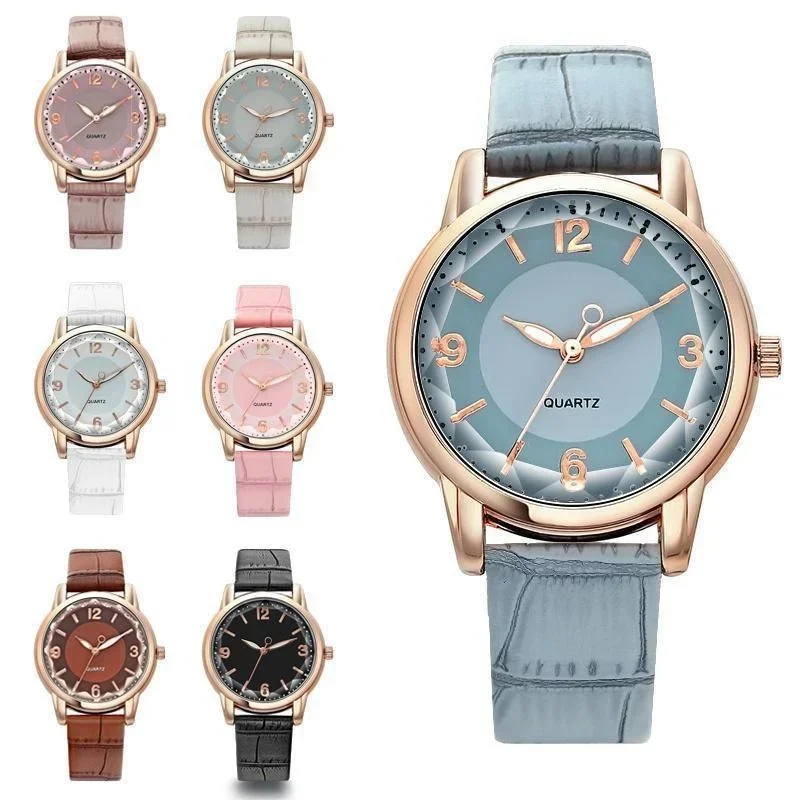 

smvp Leather Strap Ladies Watch Polygon Glass Luxury Women clocks Dial Quartz Creative Fashion