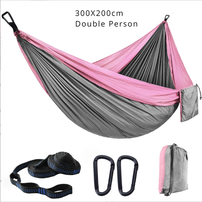 Parachute Hammocks with Hammock Straps Black Carabiner Camping Survival Travel Tourist Double Person Outdoor Furniture 300x200cm
Parachute Hammocks with Hammock Straps Black Carabiner Camping Survival Travel Tourist Double Person Outdoor Furniture 300x200cm