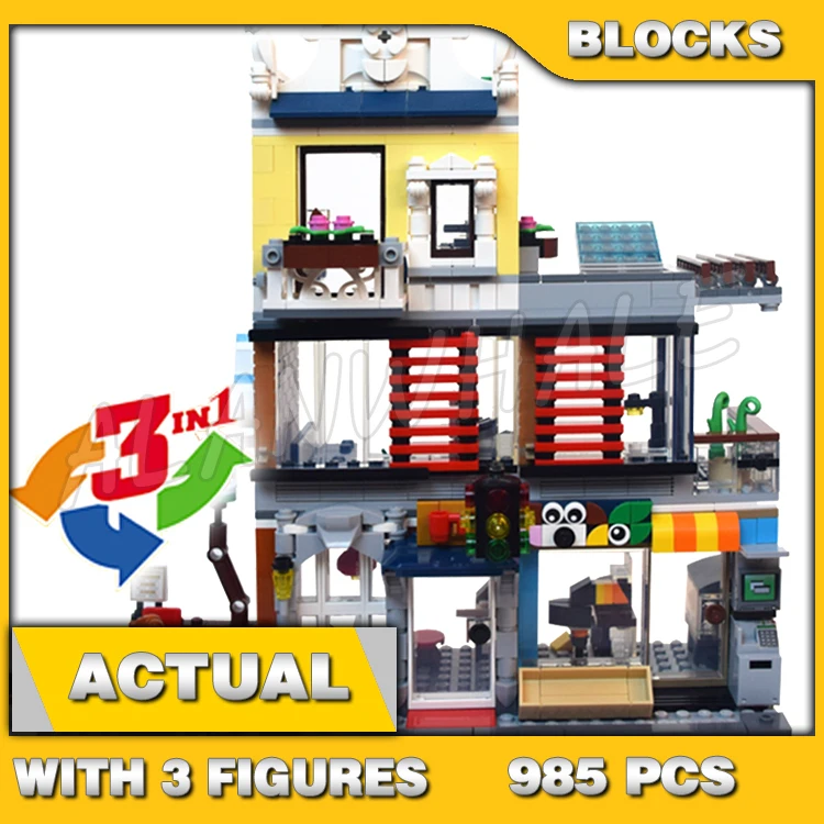 985pcs Creative 3in1 Townhouse Pet Shop & Cafe multi-story Market Street Tram 11401 Building Block Toy Compatible with Model
985pcs Creative 3in1 Townhouse Pet Shop & Cafe multi-story Market Street Tram 11401 Building Block Toy Compatible with Model