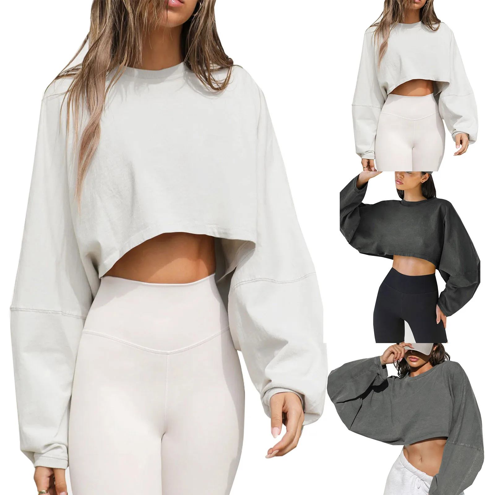 Women's Solid Color Crew Neck Sweatshirt Short Sleeve Sports Bottoming T Shirt Knitted Sweater Long Pullovers Tunics Overshirt
Women's Solid Color Crew Neck Sweatshirt Short Sleeve Sports Bottoming T Shirt Knitted Sweater Long Pullovers Tunics Overshirt
