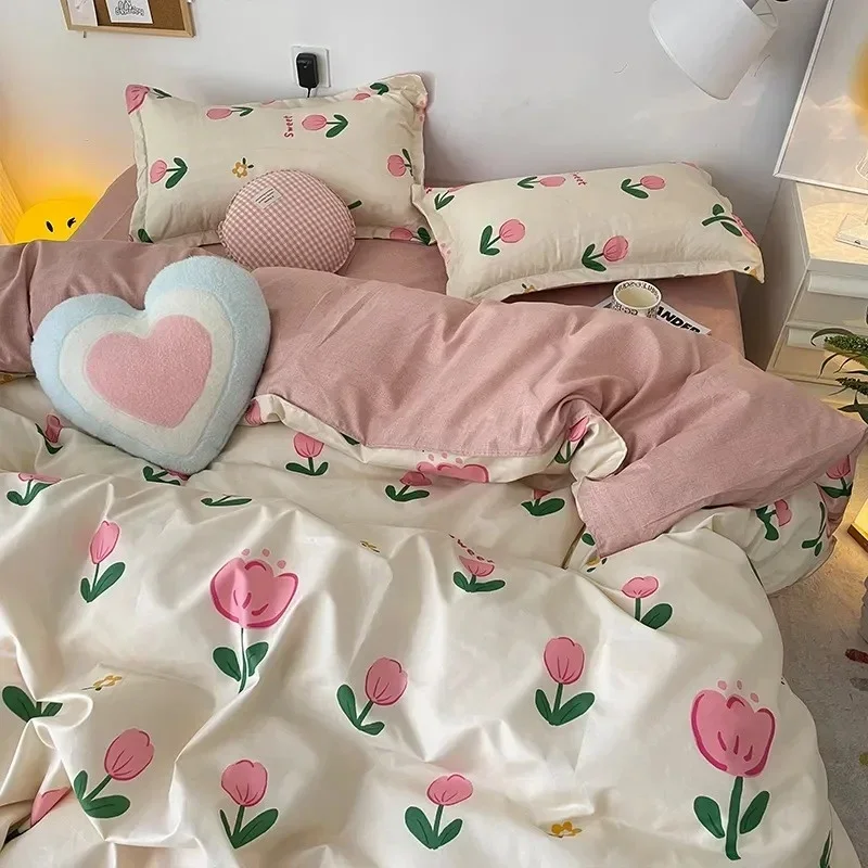 Ins Pink Tulip Bedding Set Floral Duvet Cover Flat Bed Sheet Pillowcases Single Queen Size Boys Girls No Filling Home Textile
Ins Pink Tulip Bedding Set Floral Duvet Cover Flat Bed Sheet Pillowcases Single Queen Size Boys Girls No Filling Home Textile