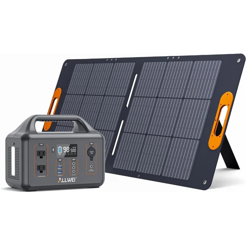ALLWEI 500W Solar Generator(1000W Peak) with 100W Portable Solar Panel, 461Wh Portable Power Station, 3 USB-C Port PD60W, 2 AC O
ALLWEI 500W Solar Generator(1000W Peak) with 100W Portable Solar Panel, 461Wh Portable Power Station, 3 USB-C Port PD60W, 2 AC O
