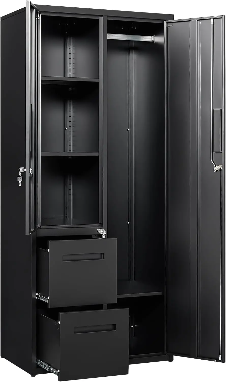Metal Storage Cabinets with Locking Doors, 67" Freestanding Clothing Coat Storage Wardrobe Lockers for Office, Home, School
Metal Storage Cabinets with Locking Doors, 67" Freestanding Clothing Coat Storage Wardrobe Lockers for Office, Home, School