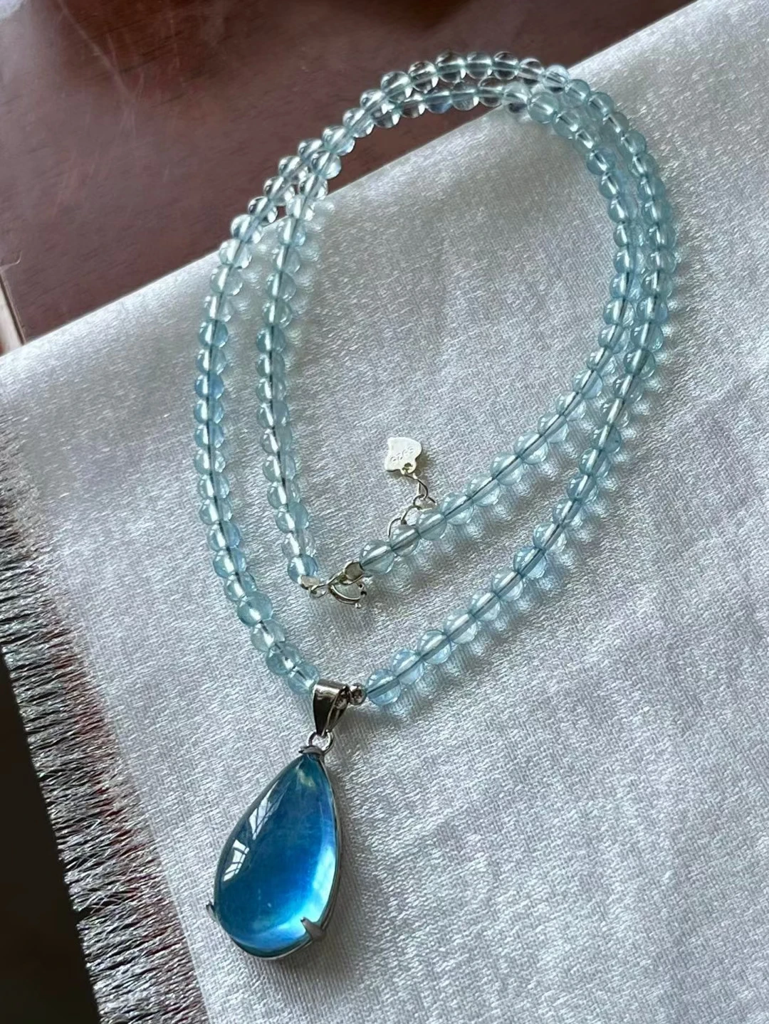 

Natural Blue Aquamarine Oval Pendant Women Men Brazil 22.8*13.2mm Blue Aquamarine Crystal Necklace AAAAAA