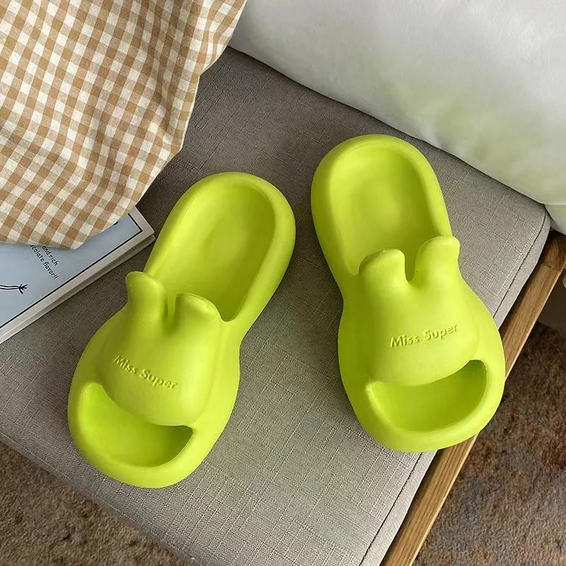 

A9 EVA2024 new summer rabbit stepping shit sense slippers female cute outside wear seaside beach vacation one word slippers