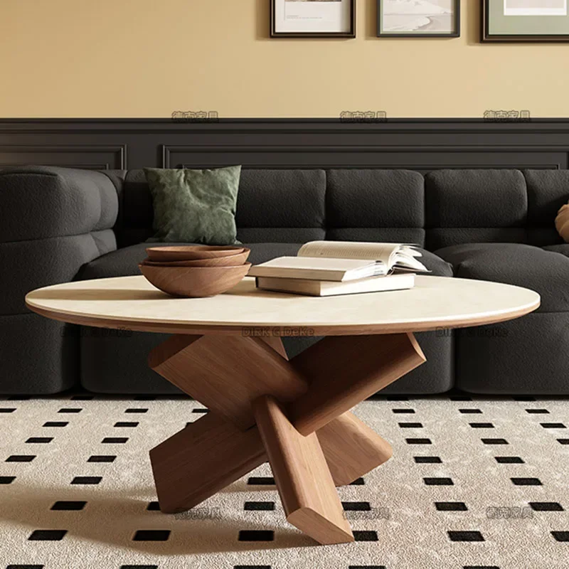 

Luxury Modern Coffee Table Wood Designer Organizer Round Side Table Aesthetic Unique Service Mesas Bajas Lounge Suite Furniture