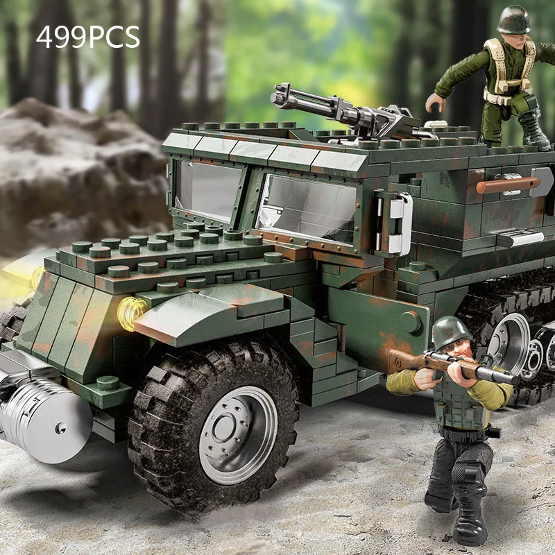 

World War Military Hanomag Armor Halftrack Batisbricks Vehicle Mega Block Ww2 Germany Army Forces Figures Orv Building Brick Toy