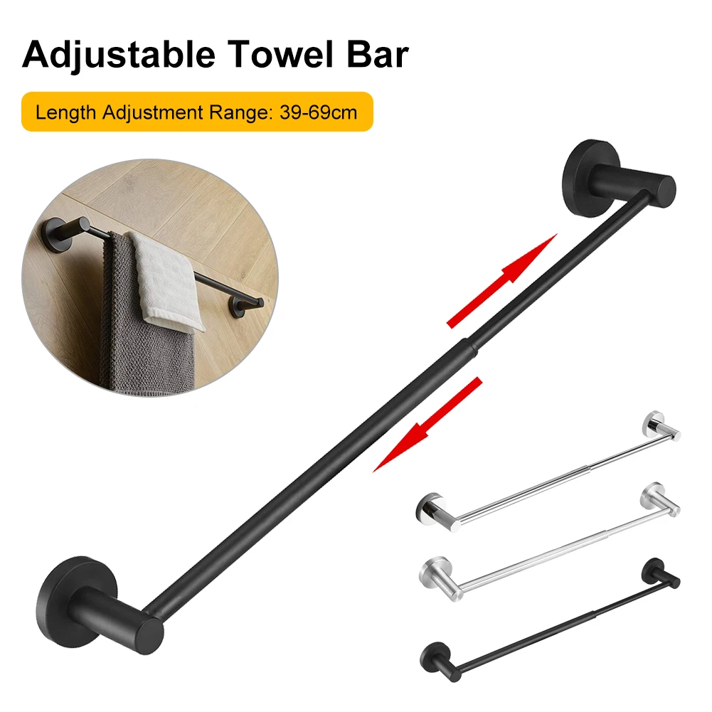 39-69cm Telescopic Bath Towel Bar Towel Bar 304 Stainless Steel Towel Rack Holder Screw Wall Mount Single Layer Towel Hanger
39-69cm Telescopic Bath Towel Bar Towel Bar 304 Stainless Steel Towel Rack Holder Screw Wall Mount Single Layer Towel Hanger