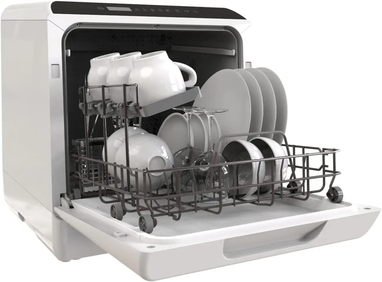 

Портативная столешница для посудомоечной машины, 5 программ для мытья, небольшая посудомоечная машина с 5-литровым встроенным резервуаром для воды, детский уход, функция сушки на воздухе