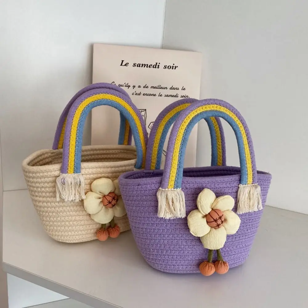 Trendy Stereoscopic Flower Tote Bag Bohemian Shopping Bag Rainbows Handle Shoulder Bag Korean Bag Woven Rope Bag Women Handbag
Trendy Stereoscopic Flower Tote Bag Bohemian Shopping Bag Rainbows Handle Shoulder Bag Korean Bag Woven Rope Bag Women Handbag