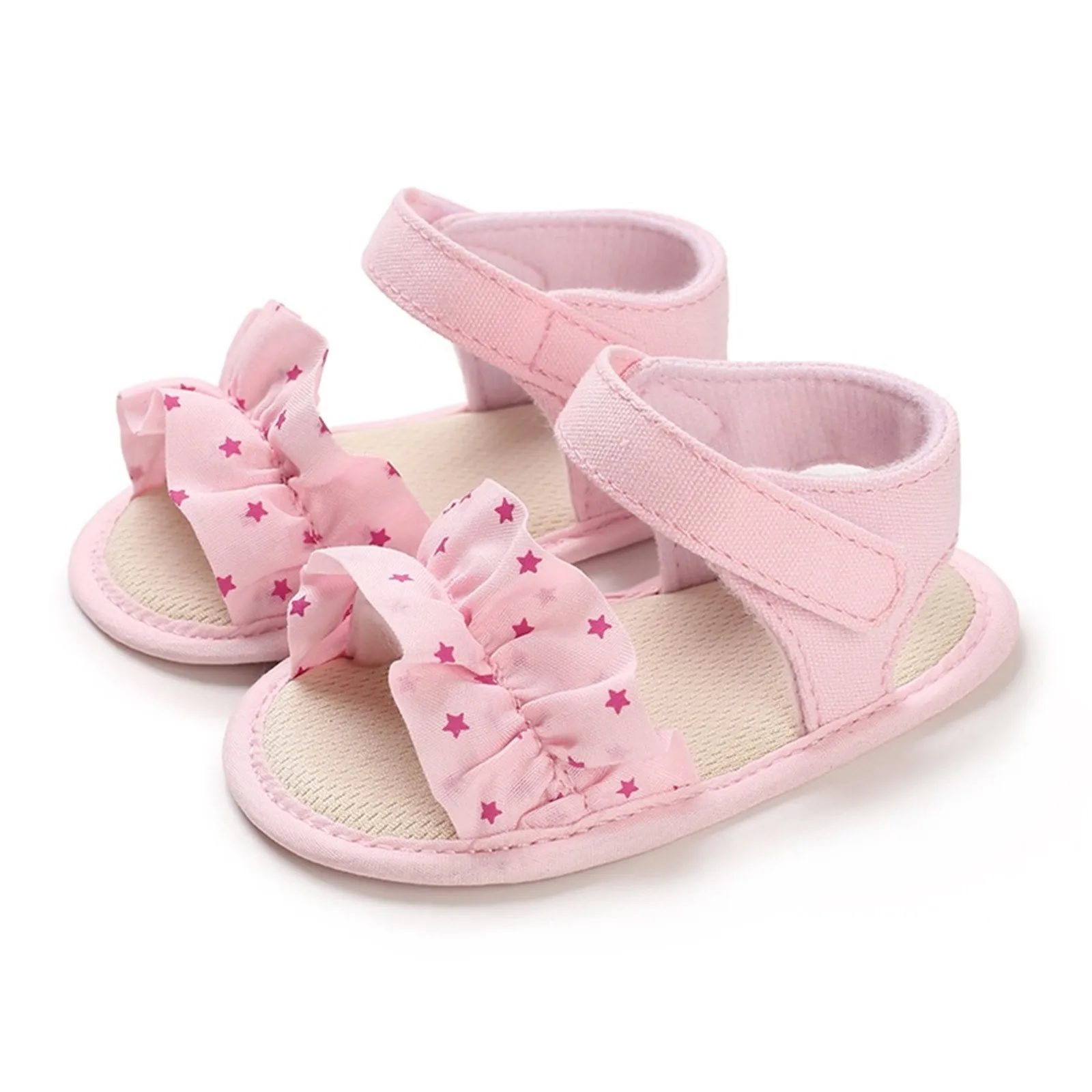 

Сандалии для новорожденных, мягкая подошва, дышащие, летняя пляжная обувь для маленьких принцесс, обувь для первых шагов, для девочек 0-18 месяцев