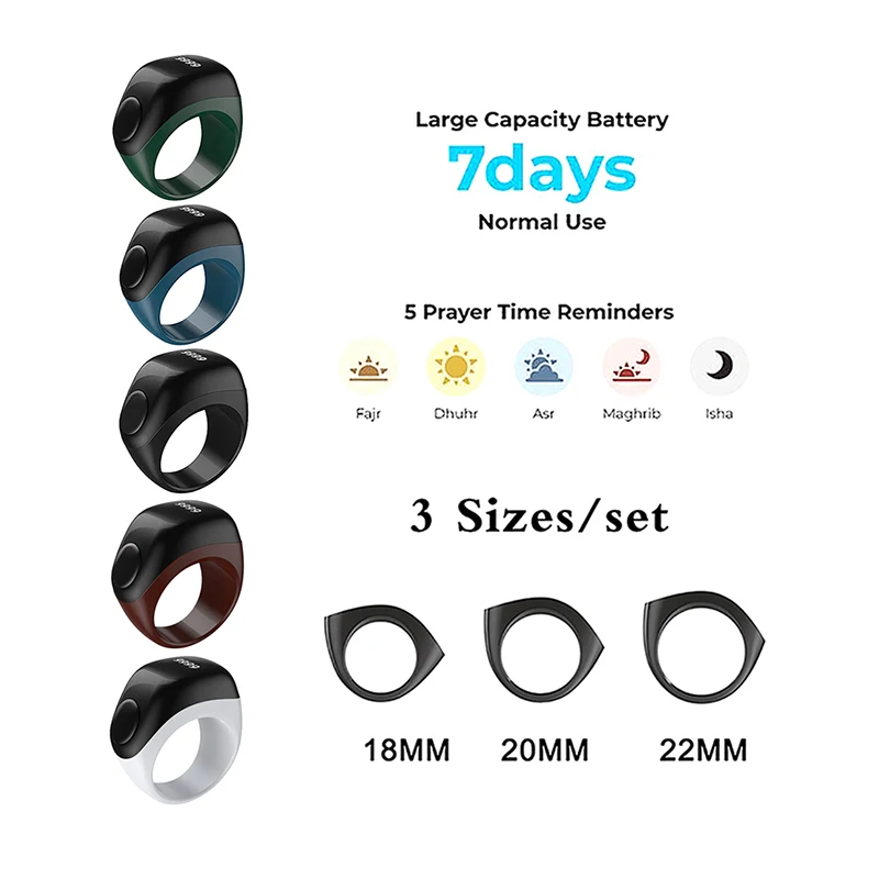 Waterproof Smart Tasbih Tally Counter For Muslims Zikr Digital Tasbeeh 5 Prayer Time Reminder Bluetooth-comptiable Rings
Waterproof Smart Tasbih Tally Counter For Muslims Zikr Digital Tasbeeh 5 Prayer Time Reminder Bluetooth-comptiable Rings