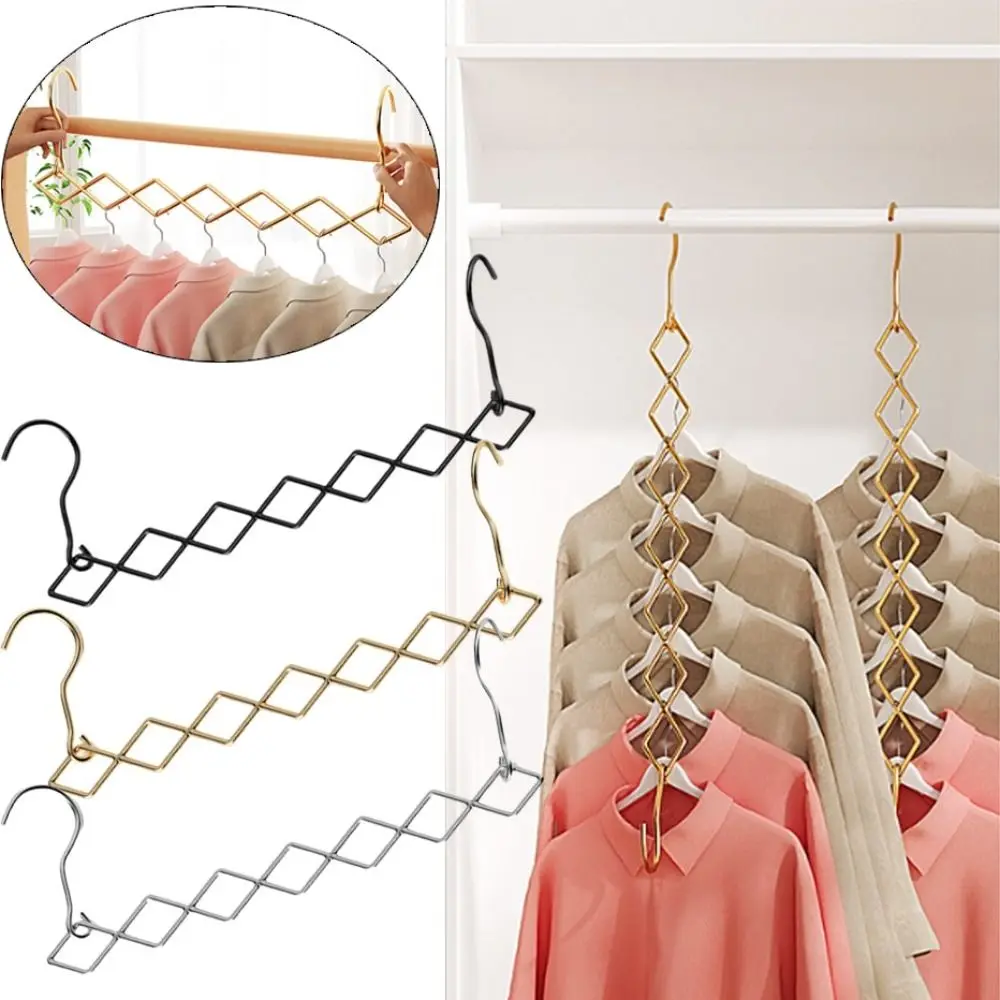 

Multi-port Clothes Drying Rack Magic Stainless Steel Space Saving Hooks Foldable Closet Organizer