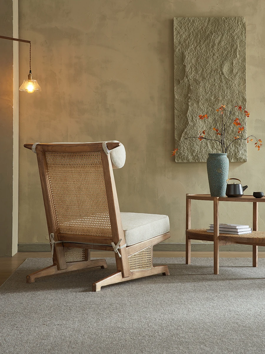 Solid wood rattan single casual backrest living room Nordic designer simple modern sofa chair
Solid wood rattan single casual backrest living room Nordic designer simple modern sofa chair