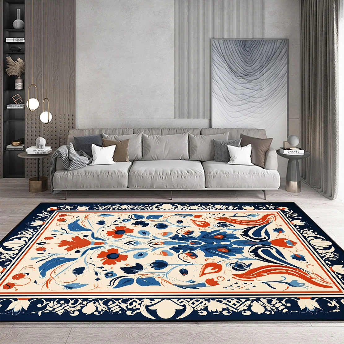 

European Style Retro Carpet in The Living Room Large Area Rugs for Hall Non-slip Coffee Tables Mat Easy Clean Carpet for Lounge