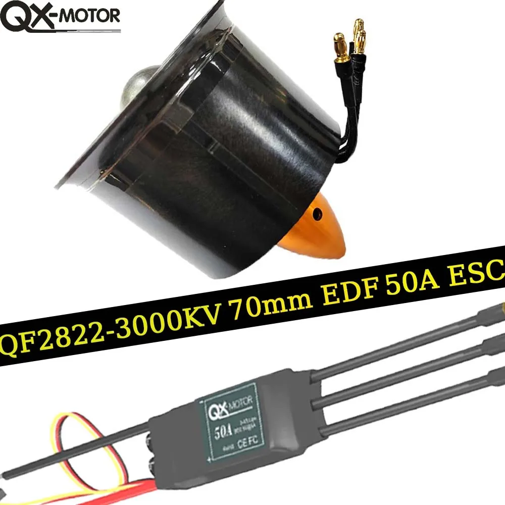 

QX-MOTOR QF2822-3000KV 6 Blades Ducted Fan 70mm EDF Brushless Motor With 50a ESC For Remote Control Toy Accessories