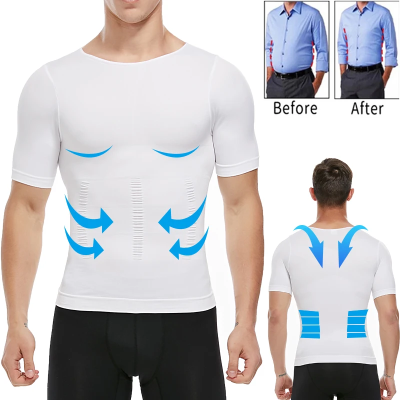 

Men Compression T-Shirt Slimming Body Shaper Corrective Posture Tummy Belly Control Modeling Underwear Corset Shapewear Homme