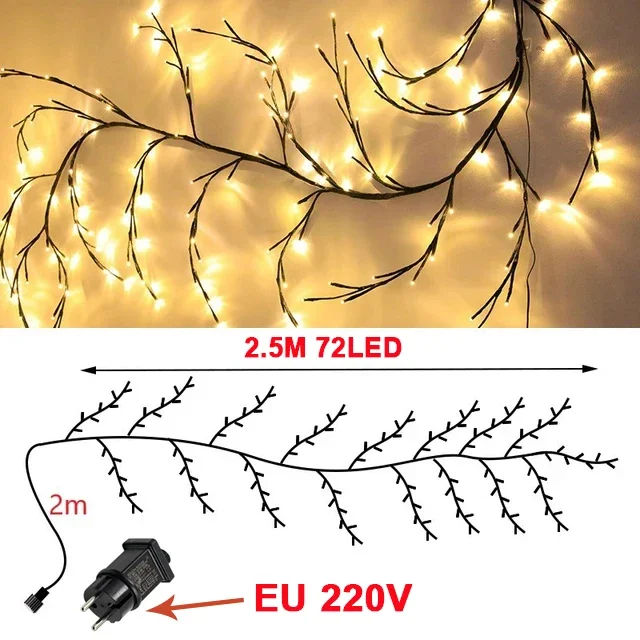 2.5M Willow Vine String Lights IP44 Waterproof LED Vine Light 72/96LED Artificial Plant Tree Branch Lights Home Decorative Light
2.5M Willow Vine String Lights IP44 Waterproof LED Vine Light 72/96LED Artificial Plant Tree Branch Lights Home Decorative Light