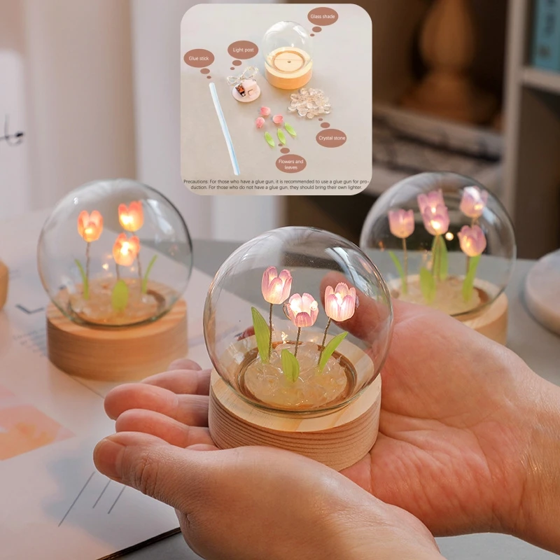 Tulip Flower Night Light With Glass Cover Handmade DIY Bedside Light LED Night Lamp Table Desk Lamp Bedroom Decor USB Mood Light 
Tulip Flower Night Light With Glass Cover Handmade DIY Bedside Light LED Night Lamp Table Desk Lamp Bedroom Decor USB Mood Light