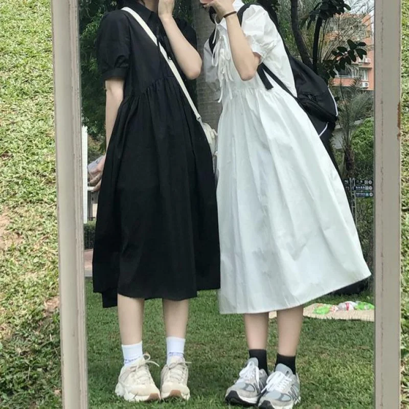 Cherry's Korean Bow tie college short sleeve dress Female student slim long A-line dress Short Sleeve dress Midi Dress
Cherry's Korean Bow tie college short sleeve dress Female student slim long A-line dress Short Sleeve dress Midi Dress