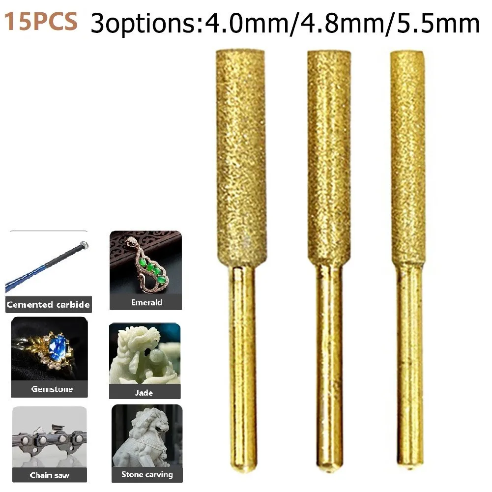 15 Pcs Diamond Coated Cylindrical Burr Set 4/4.8/5.5mm Chainsaw Sharpener Stone File Chain Saw Carving Abrasive Grinding Tools
15 Pcs Diamond Coated Cylindrical Burr Set 4/4.8/5.5mm Chainsaw Sharpener Stone File Chain Saw Carving Abrasive Grinding Tools