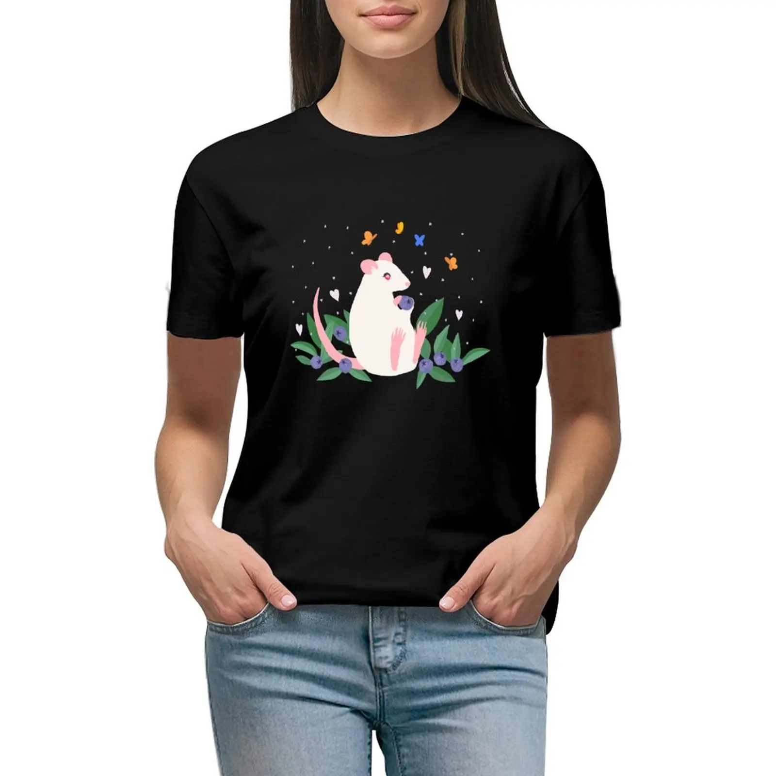 Albino Rat with Raindrops T-shirt hippie clothes funny Short sleeve tee Women's tops
Albino Rat with Raindrops T-shirt hippie clothes funny Short sleeve tee Women's tops