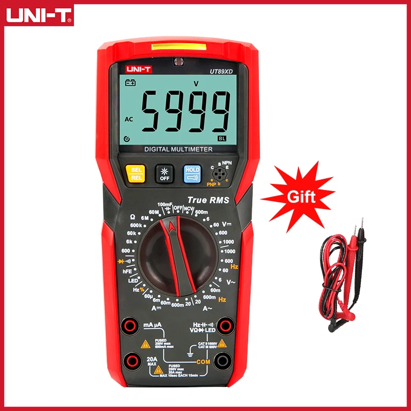 

UNI-T Professional Digital Multimeter UT89X UT89XD Tester Current AC DC Voltmeter True RMS NCV 20A Capacitance Resistance Meter