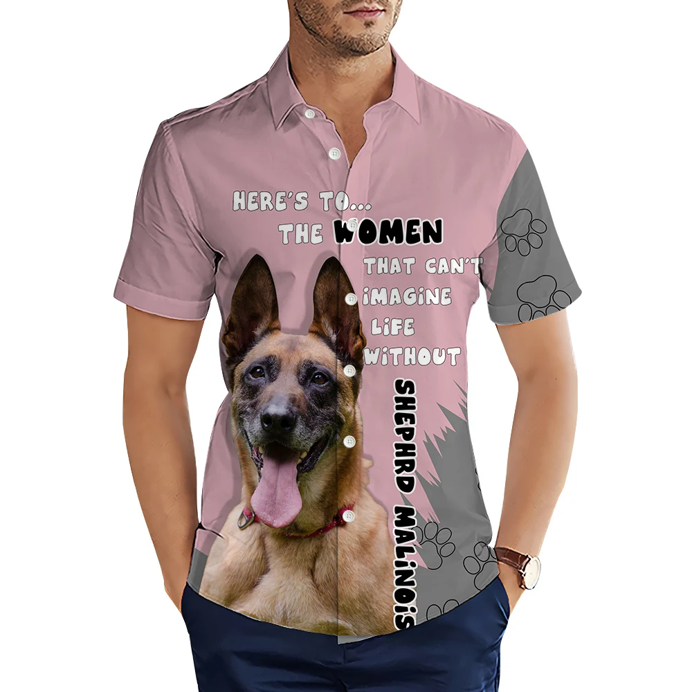 

HX Fashion Men's Shirts Shepherd Malinois 3D Printed Casual Shirt Summer Short Sleeve Shirts Dropshipping S-5XL