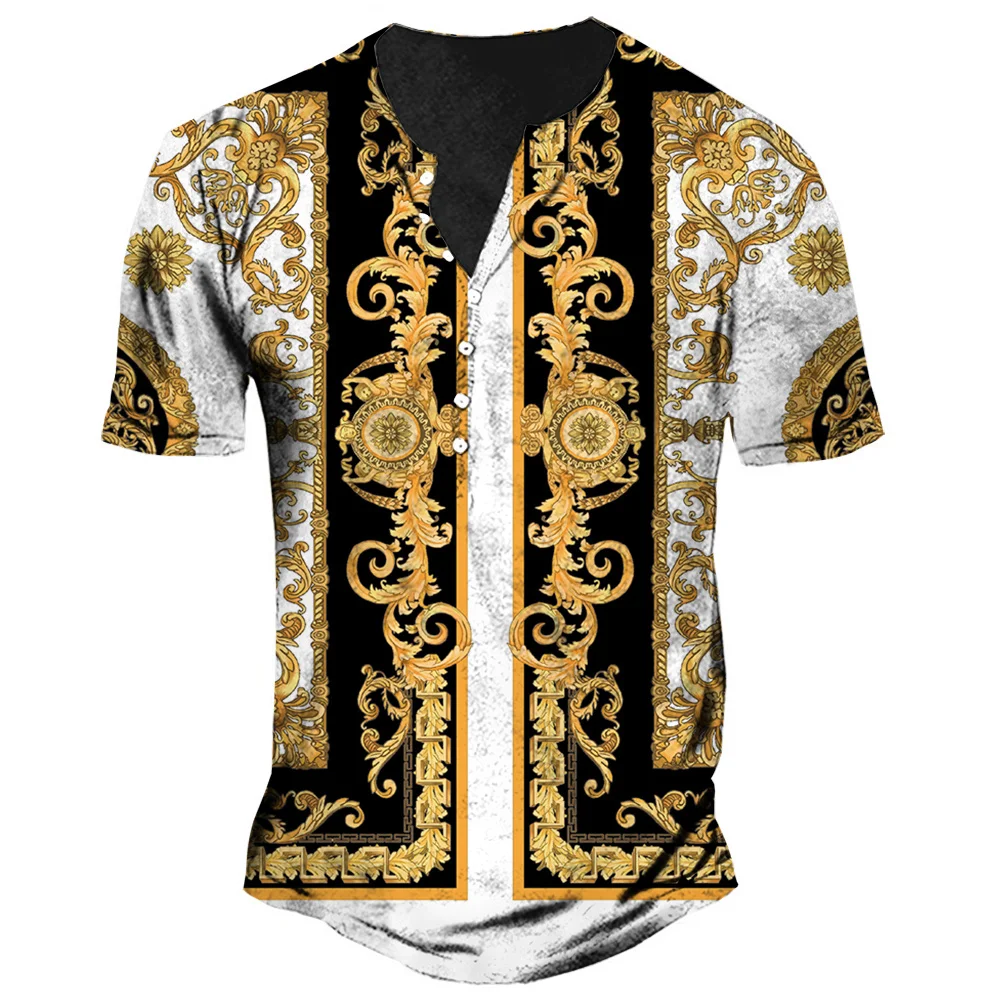 Luxury T Shirt For Men Baroque Style 3d Men's Henley Shirt Summer Oversized Tops Buton Short Sleeve Loose Male Barroco Clothing
Luxury T Shirt For Men Baroque Style 3d Men's Henley Shirt Summer Oversized Tops Buton Short Sleeve Loose Male Barroco Clothing