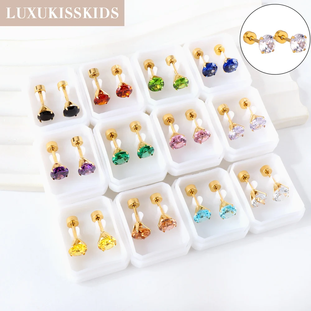 LUXUKISSKIDS 12Pairs/Lot Clear Round Rhinestone Earrings Mix Colorful AAA CZ Stone Minimalist Piercing Clips Stainless Steel New
LUXUKISSKIDS 12Pairs/Lot Clear Round Rhinestone Earrings Mix Colorful AAA CZ Stone Minimalist Piercing Clips Stainless Steel New