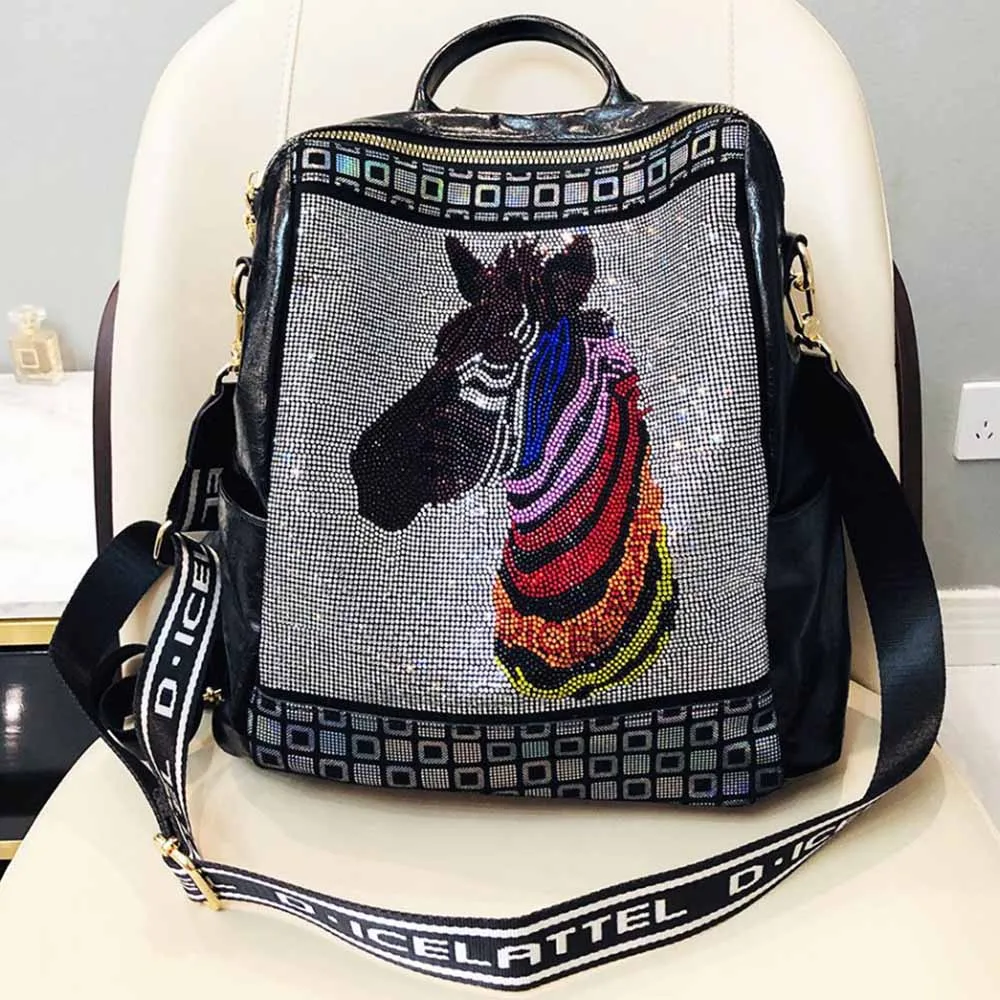 Fashion Women Genuine Leather Backpack Luxury Diamond Shoulder Bag High Quality Large Backpacks Brand Teenagers Girls Schoolbag
Fashion Women Genuine Leather Backpack Luxury Diamond Shoulder Bag High Quality Large Backpacks Brand Teenagers Girls Schoolbag