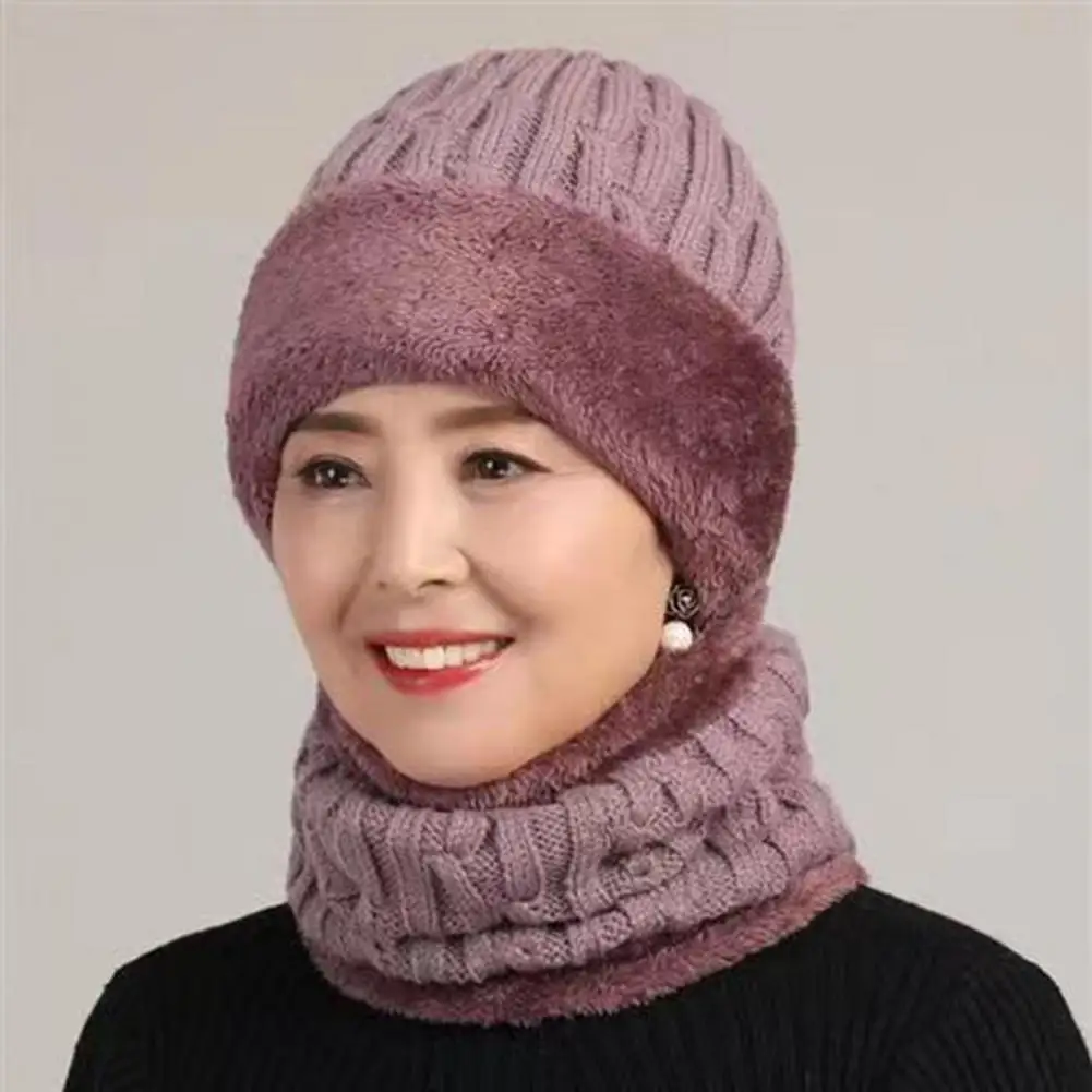 

Thickened Hat Scarf Set Winter Hat Scarf Set for Men Women Cozy Knitted Beanie with Fleece Lining Neck Warmer Stylish Mid-aged