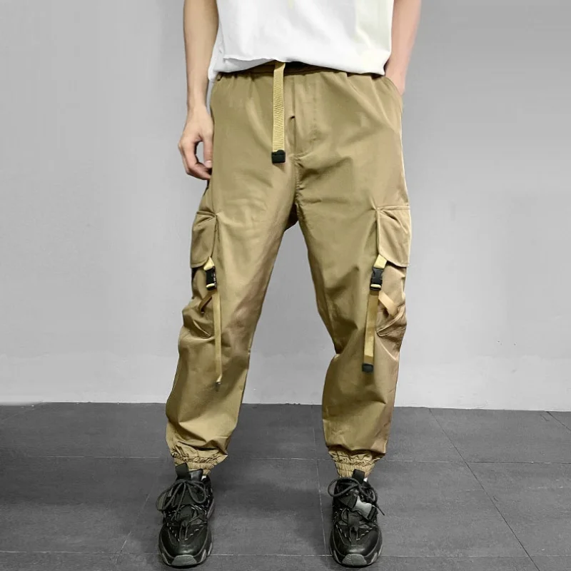 

Новинка Осень 2024, мужские тактические брюки-карго в стиле High Street с несколькими карманами, модель Y2K в стиле панк, Techwear, брюки с манжетами, брюки ты