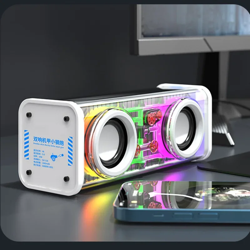 New V8 Transparent Mecha Music Speakers Bluetooth 5.0 Wireless Bass Diaphragm Subwoofer TWS RGB Light Mini Party Loudspeaker
New V8 Transparent Mecha Music Speakers Bluetooth 5.0 Wireless Bass Diaphragm Subwoofer TWS RGB Light Mini Party Loudspeaker