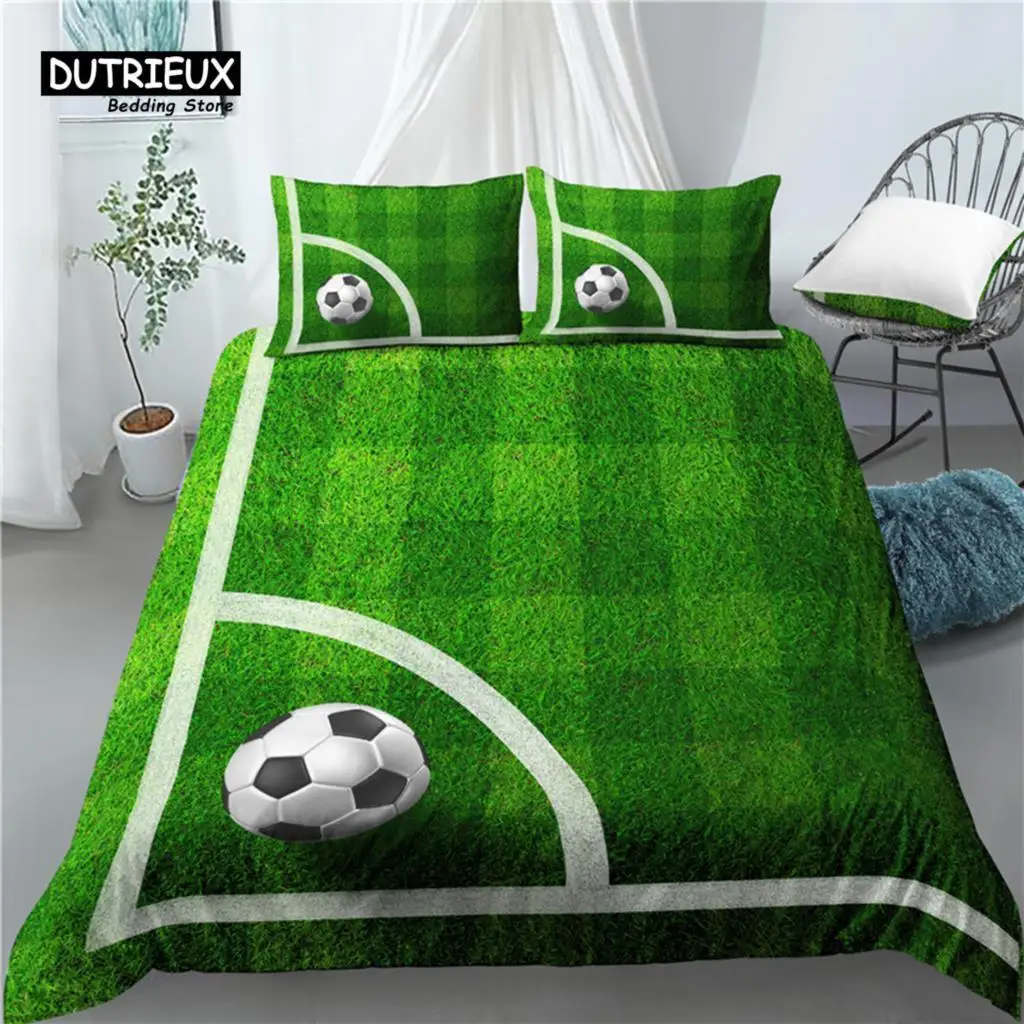 

Home Living Luxury 3D Football Field Print 2/3Pcs Soft Duvet Cover and PillowCase Kids Bedding Set Queen and King EU/US/AU Size