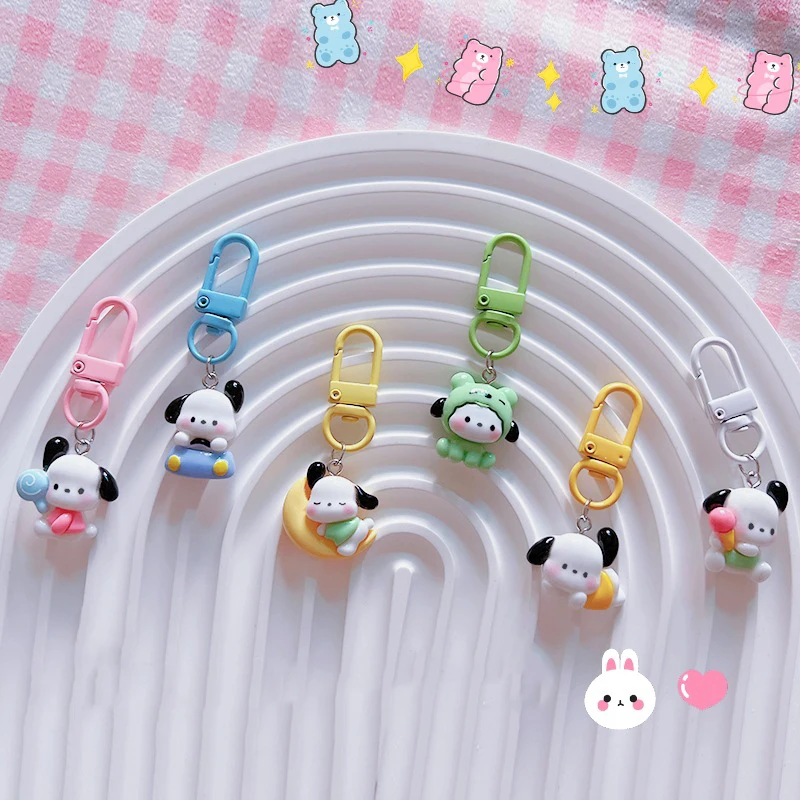 

Cute Sanrio Mini Keychain Variety Pochacco Girl Heart Funny Keyring Schoolbag Pendant Charms Car Key Accessories For Friend Gift