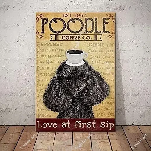 Poodle Dog Metal Tin Sign Coffee Co. Love At First Sip Printing Poster Coffee Shop Dining Room Living Room Home Art Wall Decor
Poodle Dog Metal Tin Sign Coffee Co. Love At First Sip Printing Poster Coffee Shop Dining Room Living Room Home Art Wall Decor