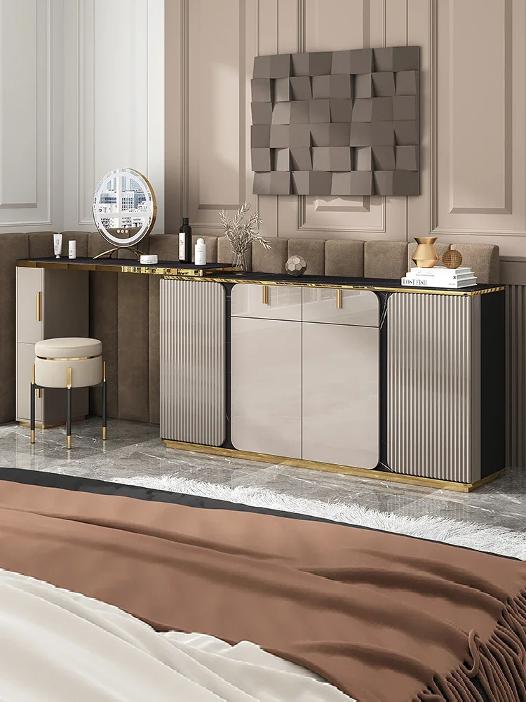 Luxury bedroom dresser master bedroom telescopic corner makeup table TV cabinet integrated storage
Luxury bedroom dresser master bedroom telescopic corner makeup table TV cabinet integrated storage