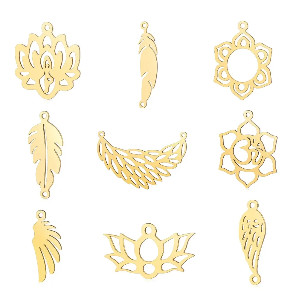 

5pcs/lot Stainless Steel Wings DIY Charm Pendant Wholesale Geometry Life Tree Jewelry Findings Necklace Making Top Quality