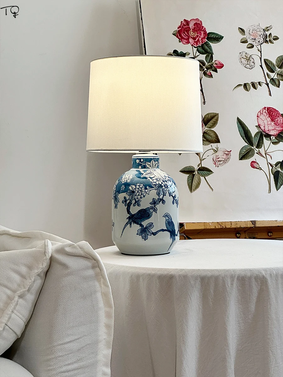 

Chinese Traditional Calssical Ceramics Desk Light LED E27 Minimalist Decorative Table Lamp for Living Room Study Bedroom Bedside