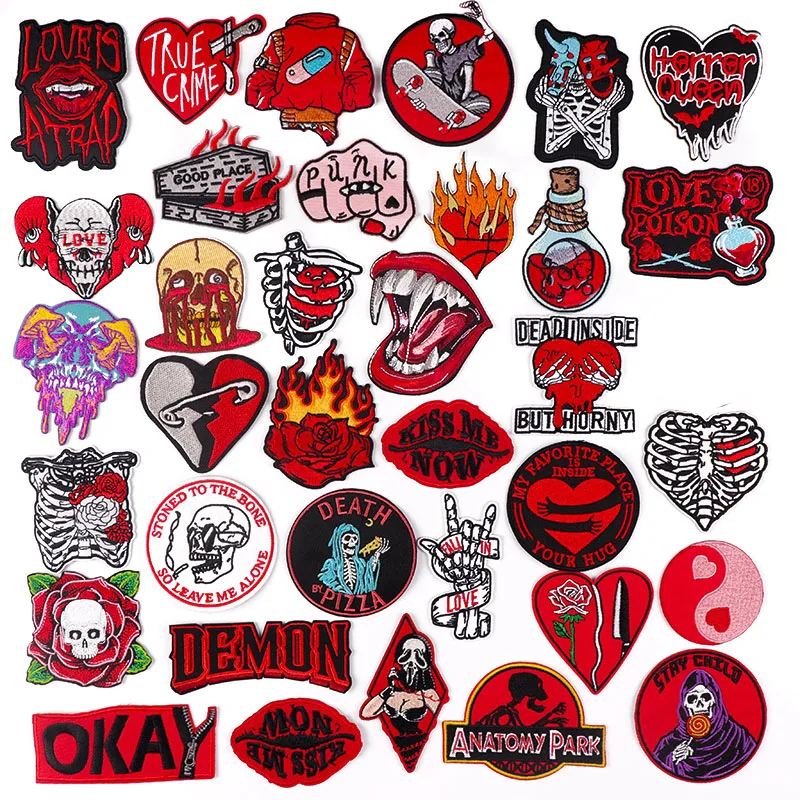 Red Skull Patch Iron On Patches For Clothing Thermoadhesive Patches On Clothes Skeleton Embroidery Patch For Clothing Stickers
Red Skull Patch Iron On Patches For Clothing Thermoadhesive Patches On Clothes Skeleton Embroidery Patch For Clothing Stickers