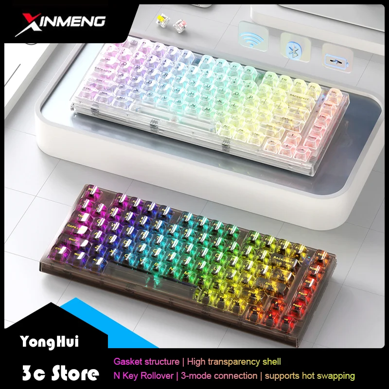 XINMENG X75 3-mode Wireless Connect Hot-swap82keys Mechanical Keyboard High Transparency Keycaps Rgb Light Gaming Keyboards
XINMENG X75 3-mode Wireless Connect Hot-swap82keys Mechanical Keyboard High Transparency Keycaps Rgb Light Gaming Keyboards