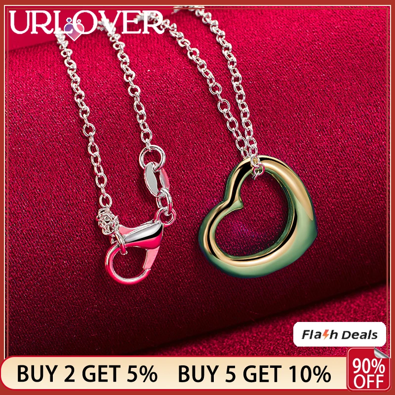 URLOVER 925 Sterling Silver Gold Heart Pendant Necklace For Woman Lady 40-75cm Chain Party Wedding Charm Jewelry Birthday Gift
URLOVER 925 Sterling Silver Gold Heart Pendant Necklace For Woman Lady 40-75cm Chain Party Wedding Charm Jewelry Birthday Gift