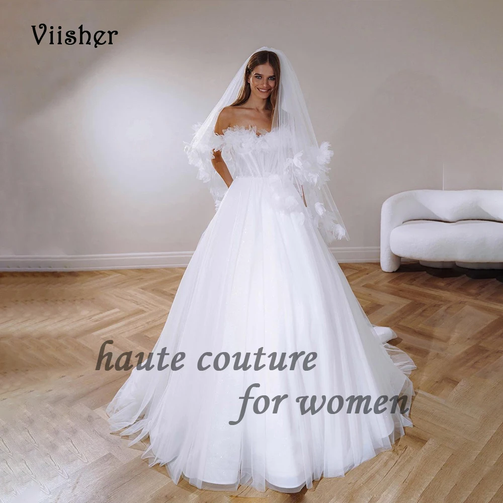 

Белое Тюлевое свадебное платье принцессы, без бретелек, трапециевидная Юбка со шлейфом, современные свадебные платья для невесты