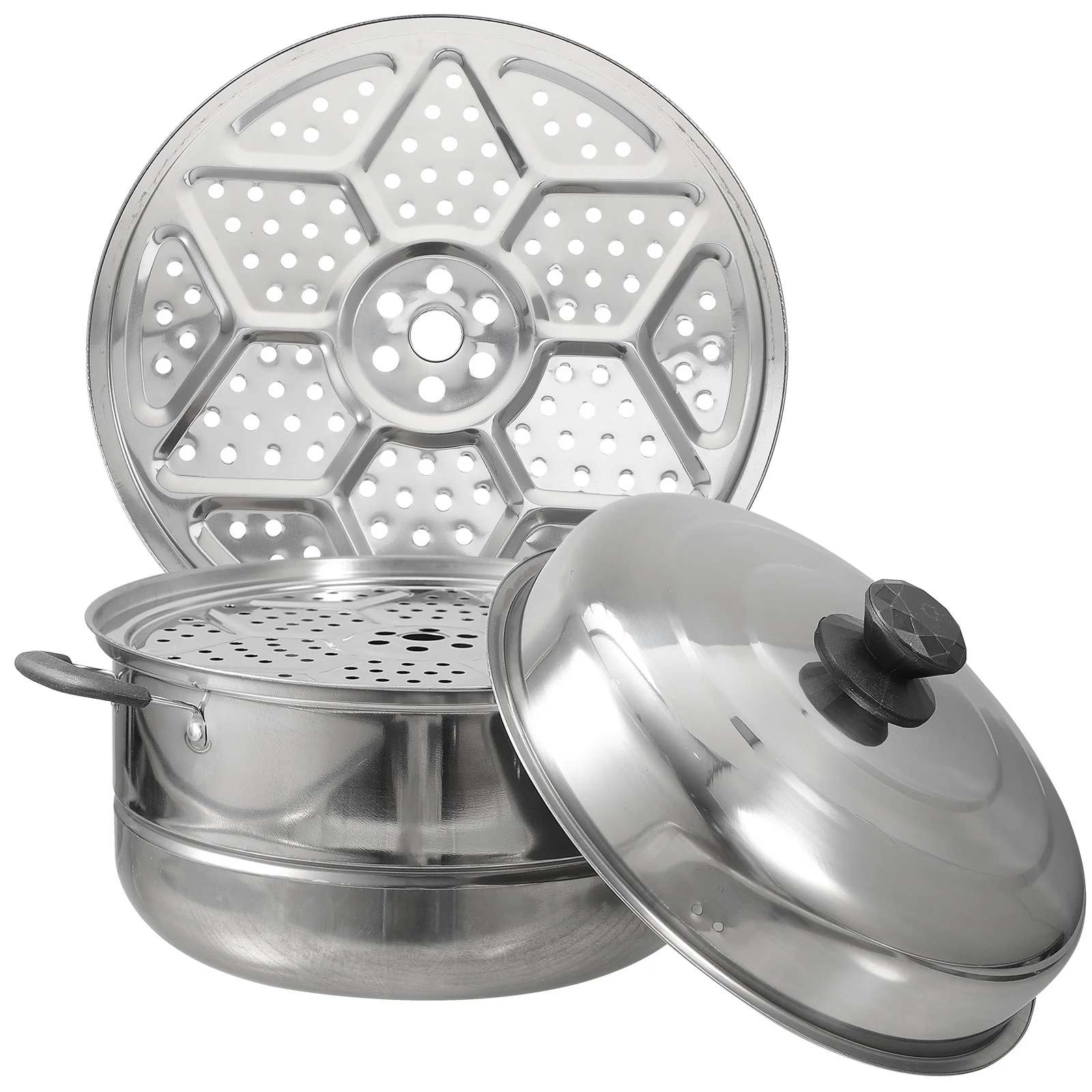 Stainless Steel Steamer Food Double-layered Stockpot Kitchen Tools Vegetables Sauce Pan with Lid Cover
Stainless Steel Steamer Food Double-layered Stockpot Kitchen Tools Vegetables Sauce Pan with Lid Cover