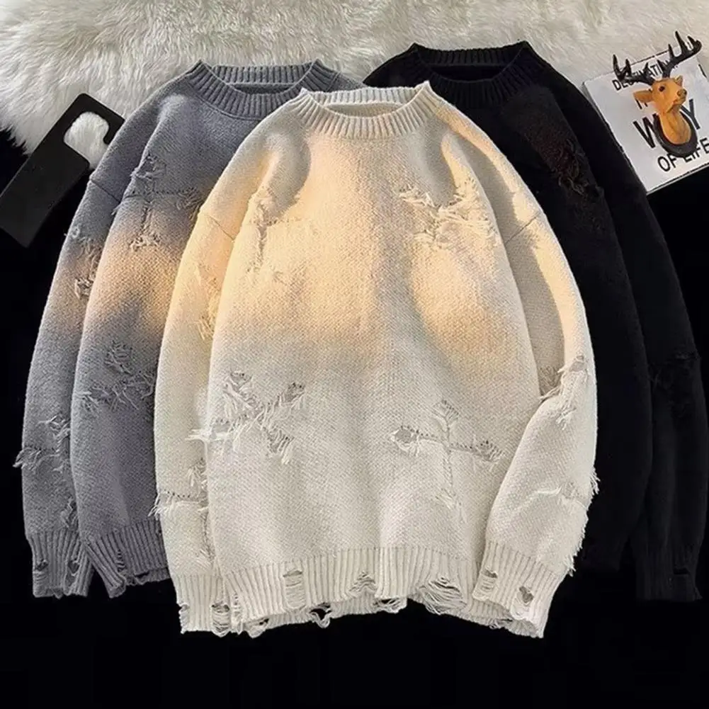 Cross Pattern Men Sweater Retro Ripped Tassel Cross Pattern Sweater Men's Autumn Winter Knitwear with Loose Fit O-neck for Men
Cross Pattern Men Sweater Retro Ripped Tassel Cross Pattern Sweater Men's Autumn Winter Knitwear with Loose Fit O-neck for Men