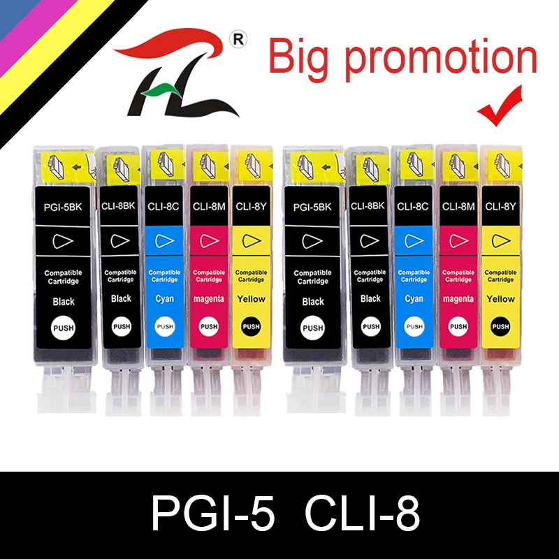 

10PCS Compatible Ink Cartridges PGI-5 CLI-8 PGI5 CLI8 for Canon PIXMA iP4200 iP4300 iP4500 MP500 iP5200 MP530 MP600 MP610 MP800