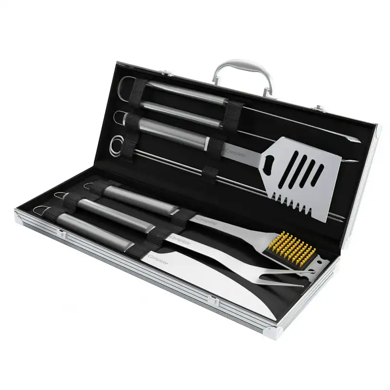 Grill Tool Set- Stainless Steel Barbecue Grilling Accessories Aluminum Storage , Includes Spatula, Tongs, Basting Brush By
Grill Tool Set- Stainless Steel Barbecue Grilling Accessories Aluminum Storage , Includes Spatula, Tongs, Basting Brush By