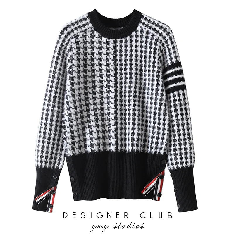 tb women's autumn and winter retro houndstooth round neck long-sleeved loose pullover bottoming knitted sweater top
tb women's autumn and winter retro houndstooth round neck long-sleeved loose pullover bottoming knitted sweater top